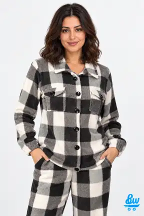 بيجامة Citra Moda حريمي شتوي قطن قطعتان كاروهات - 3190